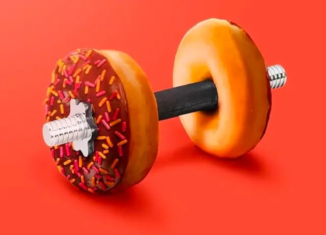 A dumbbell made of doughnuts